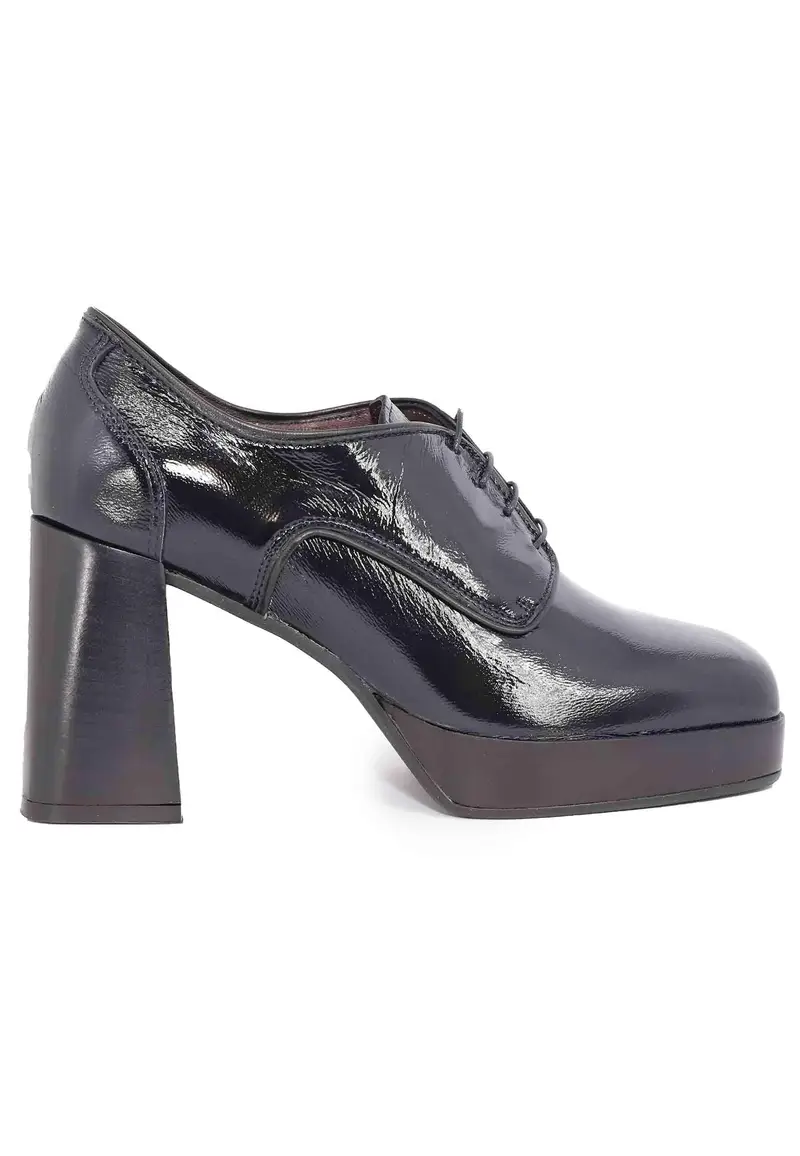 Stringate donna in vernice nera con tacco alto e plateau Donna AL1700 4