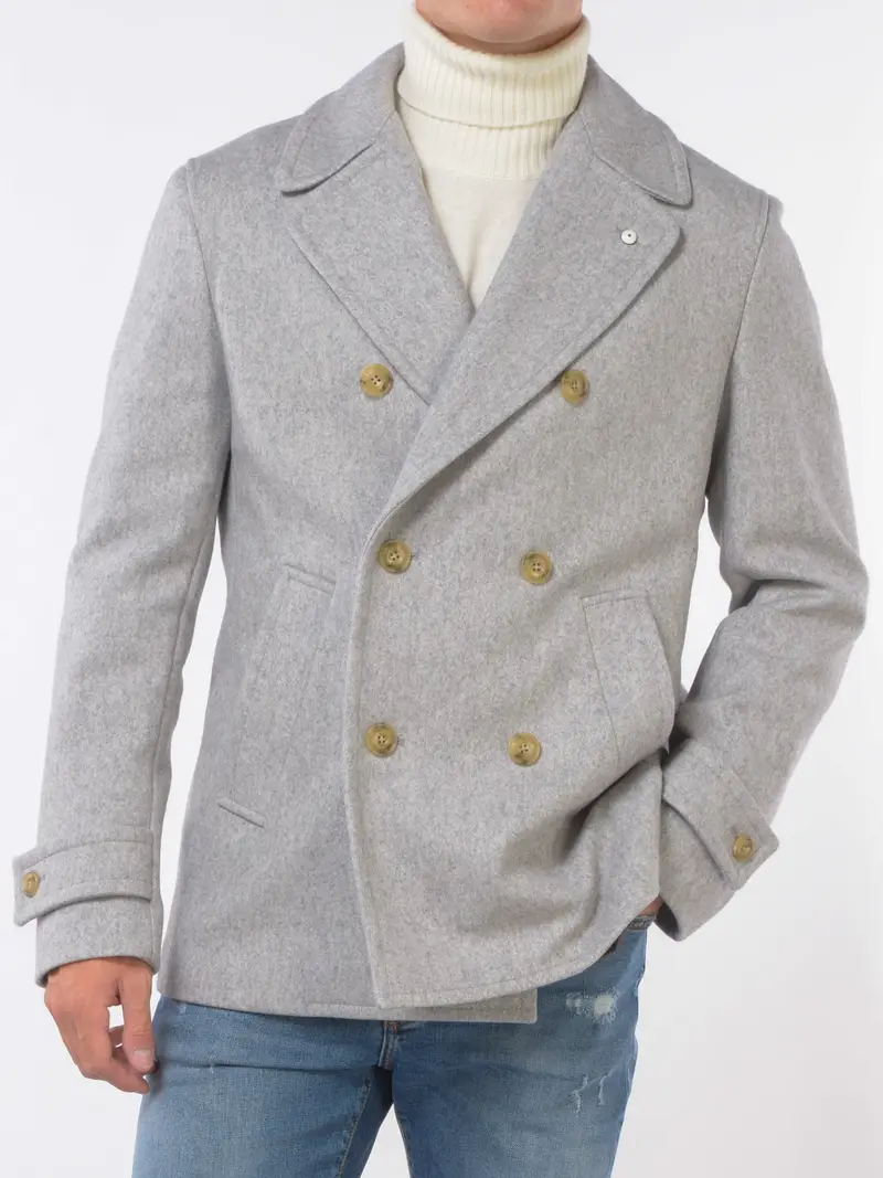 cappotto da uomo L B M 1911 doppiopetto in lana e cachemire Grigio