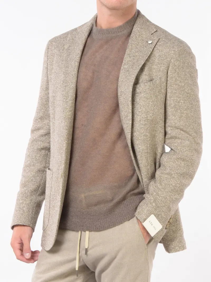 giacca da uomo L B M 1911 due bottoni micro fantasia Grigio