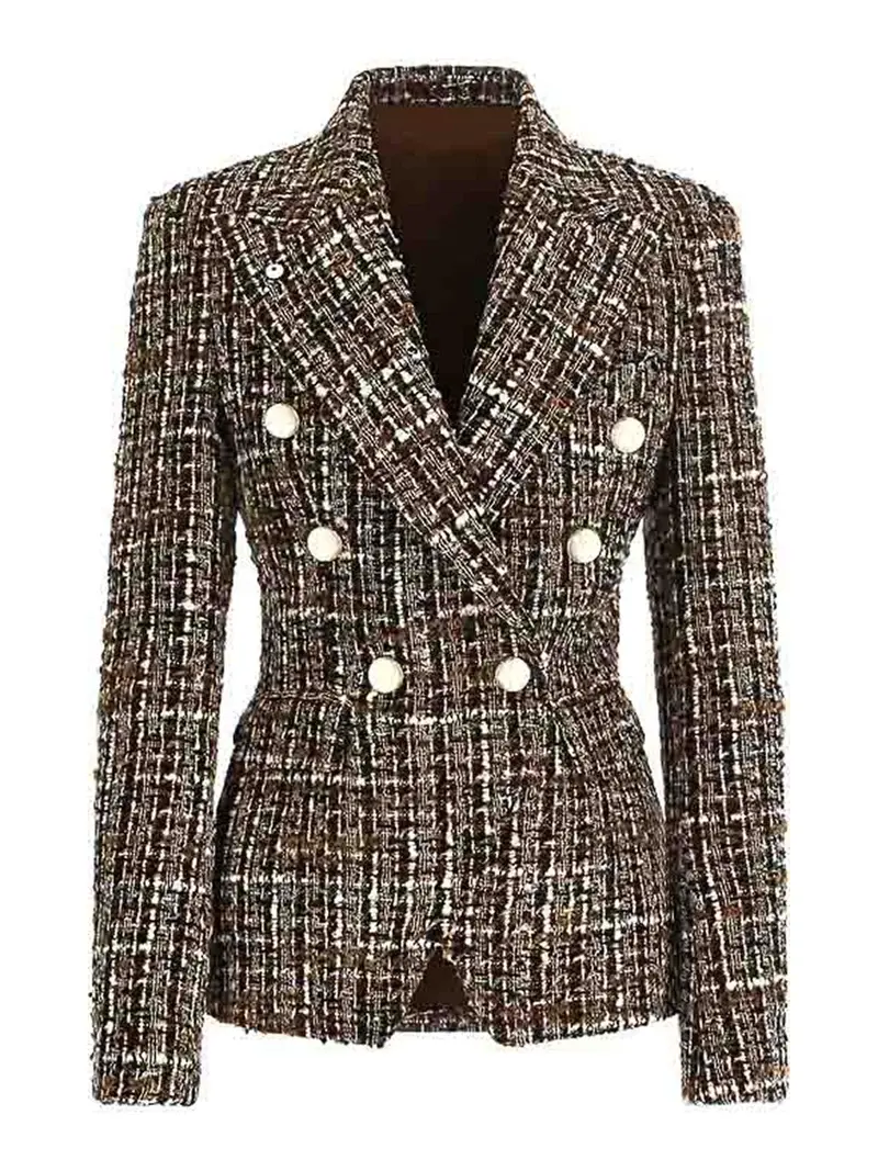 Giacca Ilaria Doppiopetto In Tweed Boucl Marrone