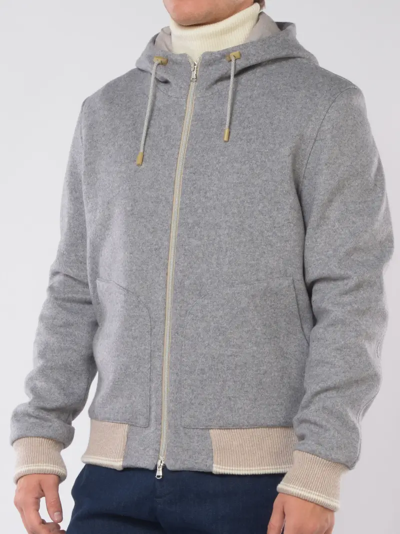 giubbino da uomo L B M 1911 in lana con cappuccio Grigio