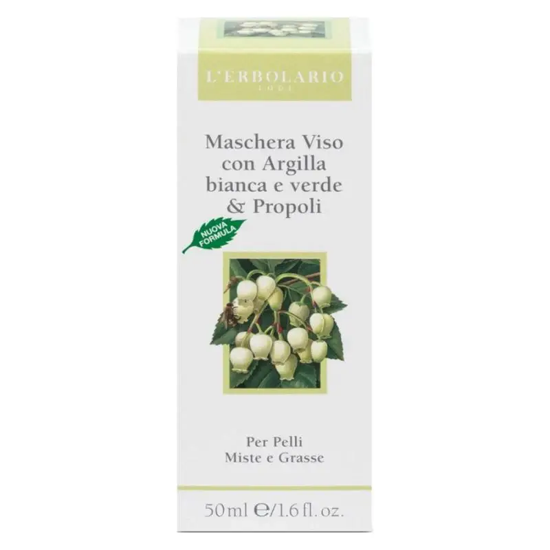 Maschera Viso Con Argilla Bianca E Verde & Propoli 50 Ml