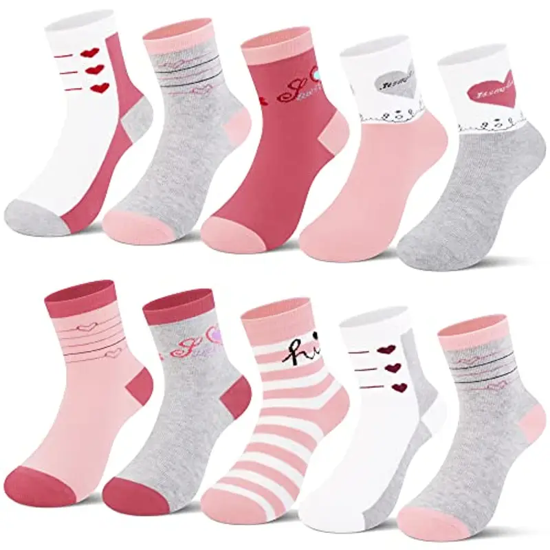 L&K-II 10 calzini per bambina con simpatici motivi calzini da ginnastica calzini per bambini in cotone colorato 2851 35-38