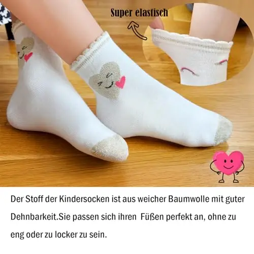L&K-II 10 paia Calzini in Cotone per Ragazze e Bambini Modello Carino Calzini da Ginnastica per Bambini Colorati 2886 27 miniatura 3