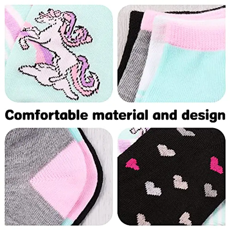 L&K-II 12 calzini per bambina con simpatici motivi calzini da ginnastica calzini per bambini in cotone colorato 2850 23 miniatura 3