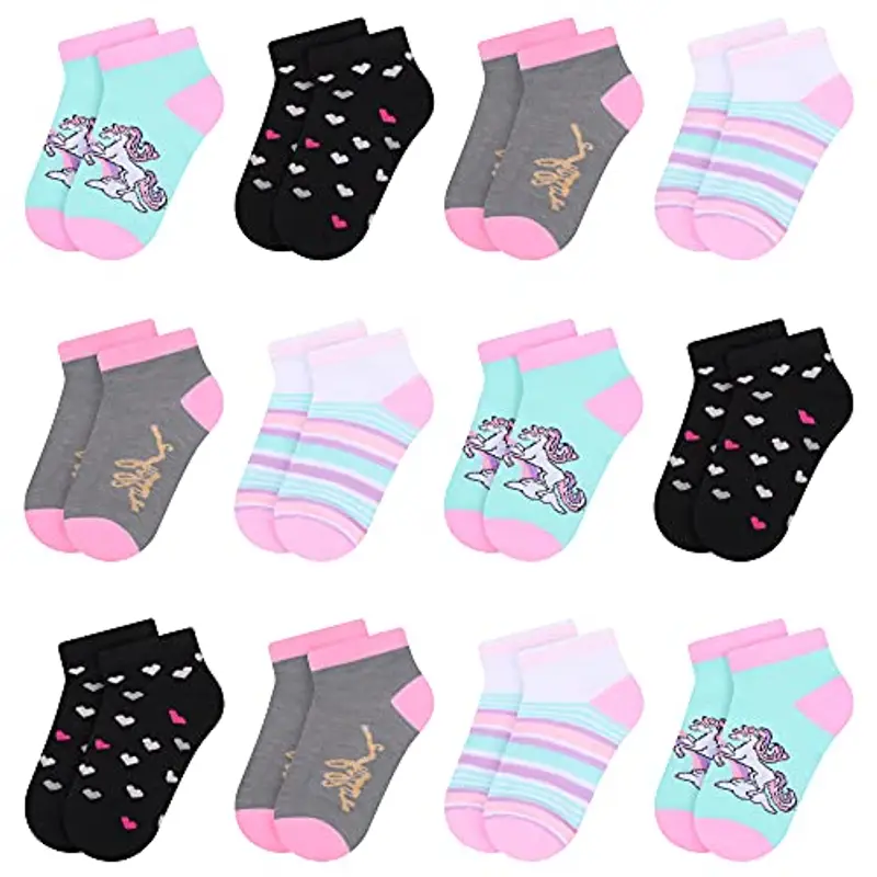 L&K-II 12 calzini per bambina con simpatici motivi calzini da ginnastica calzini per bambini in cotone colorato 2850 27-30