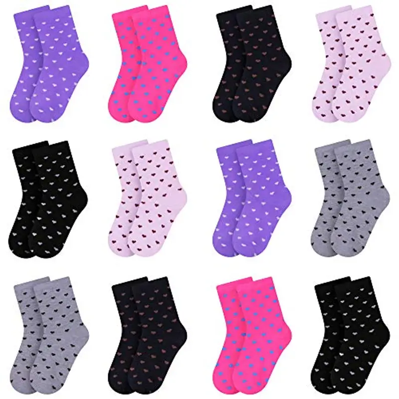L&K-II 12 paia calzini delle ragazze calzini bambino in cotone confortevole 2808 35-38