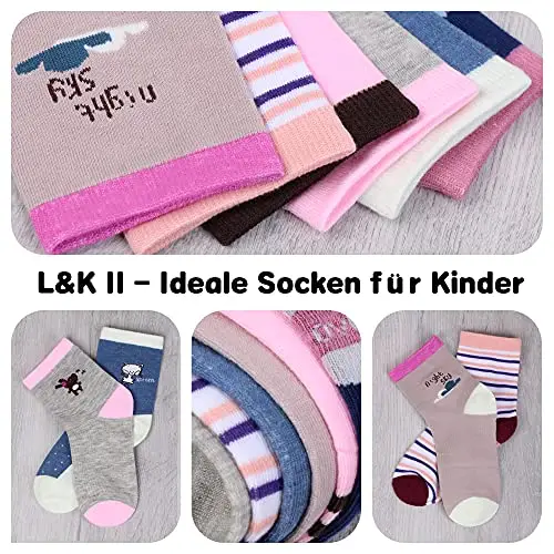 L&K-II 12 paia calzini delle ragazze calzini bambino in cotone confortevole 2808VA miniatura 2