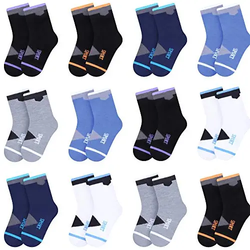 L&K-II 12 paia di calzini da bambino e da bambino morbidi e comodi, calzini invernali, calzini autunnali, calzini di