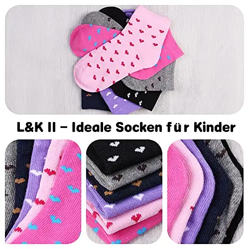 L&K-II 12 paia di calzini per bambina con simpatici motivi animalier fantasia a cuore Stivaletti per bambini calzini da miniatura 2