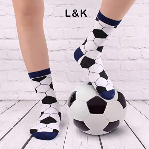 L & K-II 12 paia di calzini per bambini calzini invernali per ragazze e ragazzi lunghi morbidi football 2873 39 miniatura 2