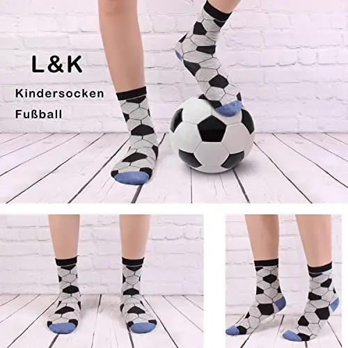 L & K-II 12 paia di calzini per bambini calzini invernali per ragazze e ragazzi lunghi morbidi football 2873 39 miniatura 3