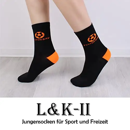 L & K-II 12 paia di calzini per bambini calzini invernali per ragazze e ragazzi lunghi morbidi football 2874 35 miniatura 2