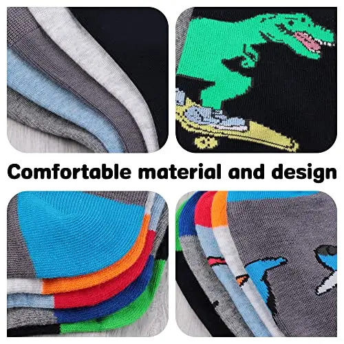 L&K-II Lot de 10 Chaussettes Enfants Garçons Haute Coton Motif Dinosaure Multicolore 2927 28 miniatura 3