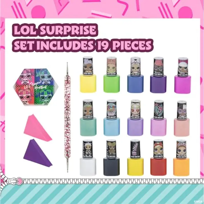 L.O.L Surprise! by Townley Girl Set per nail art tie-dye da 19 pezzi, 15 smalti per unghie non tossici, brillanti miniatura 2