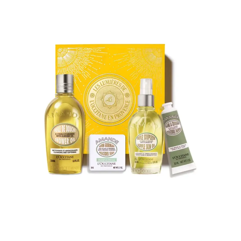 Cofanetti Kit Corpo Mandorla Xmas 25 - Olio doccia,Crema mani,Cofanetto viso e corpo