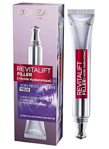 L'Oréal Paris Contorno Occhi Revitalift Filler, Azione Antirughe Rivolumizzante con Acido Ialuronico Concentrato, 15 ml