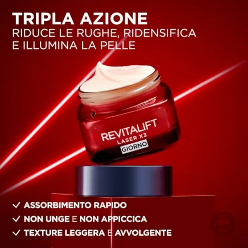 L'Oréal Paris Crema Viso Giorno Revitalift Laser, Azione Antirughe e Anti-Età, Per Pelle più Soda e Tonica, Con Acido miniatura 3
