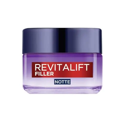 L'Oréal Paris Crema Viso Notte Revitalift Filler, Per Tutti i Tipi di Pelle, Azione Anti-Rughe, Pelle Rimpolpata a