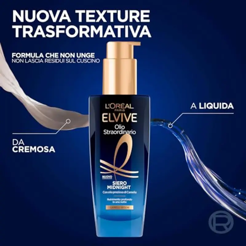 L'Oréal Paris Elvive Olio Straordinario Siero Midnight, Per Capelli Secchi, Nutrimento Intenso In Una Notte, con Olio miniatura 3