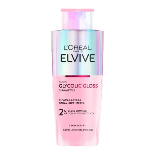 L'Oréal Paris Elvive Shampoo, Per Capelli Spenti e Porosi, Capelli Setosi, Con Acido Glicolico, Senza Solfati, Glycolic miniatura 2