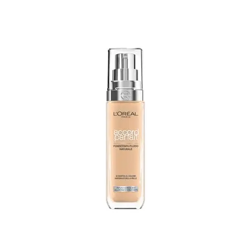 L'Oréal Paris Fondotinta Liquido, Incarnato Uniforme e Illuminato, Finish Naturale, Per Tutti i Tipi di Pelle, Formula