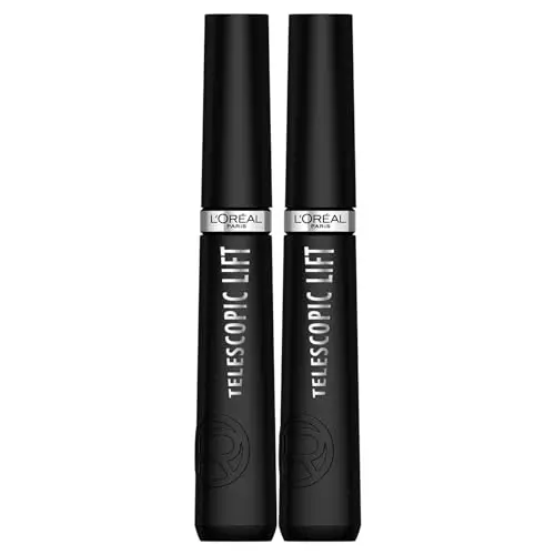 L'Oréal Paris Mascara Telescopic Lift Bipacco, 5mm di Lunghezza per le tue Ciglia, Volumizza, Solleva, Waterproof,
