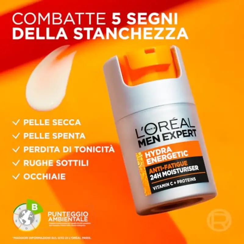 L'Oréal Paris Men Expert Crema Idratante Anti-Fatica Uomo, Pelle Rivitalizzata, Levigata e Idratata, Occhiaie e Rughe miniatura 3