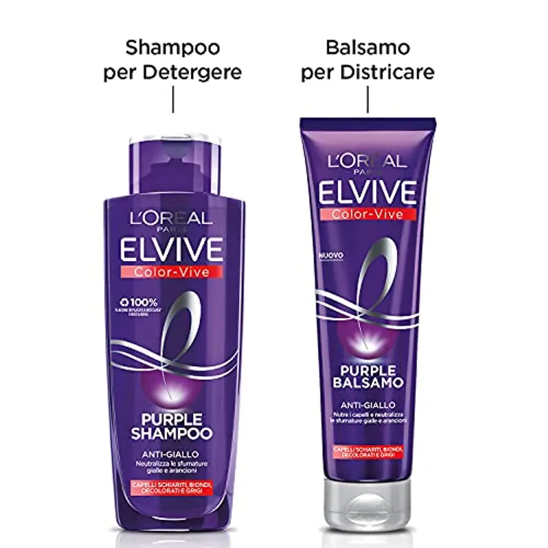 L'Oréal Paris Routine Completa Anti-giallo Elvive Purple, Kit con 2 Shampoo e 1 Balsamo, Azione Anti-giallo Per Capelli miniatura 2