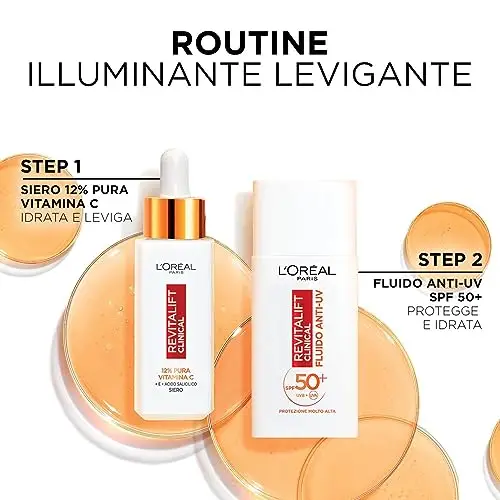 L'Oréal Paris Routine Illuminante e Protettiva, Con Siero 12% Pura Vitamina C e Fluido SPF 50+, Con Acido Salicilico miniatura 3