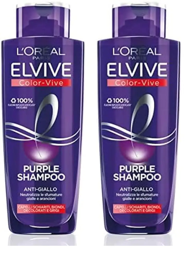 L'Oréal Paris Shampoo Antigiallo Color Vive Purple, Shampoo Antigiallo Per Capelli Schiariti, Biondi, Decolorati E