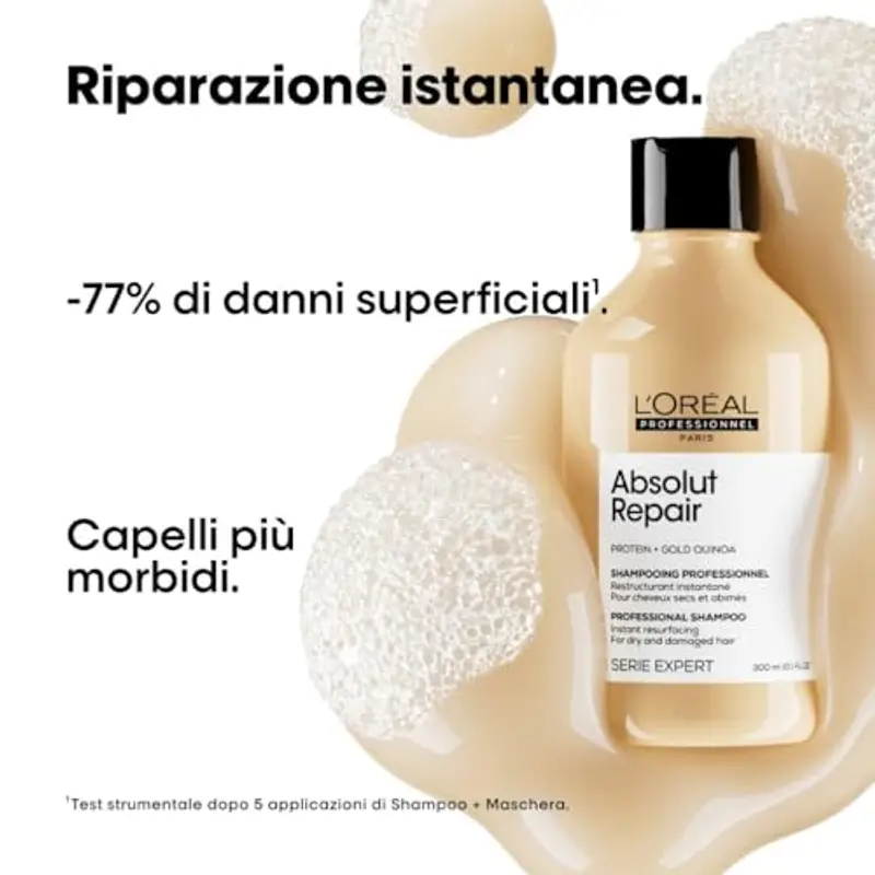 L'Oréal Professionnel Paris Shampoo professionale per capelli secchi e danneggiati Absolut Repair Serie Expert, Formula miniatura 2