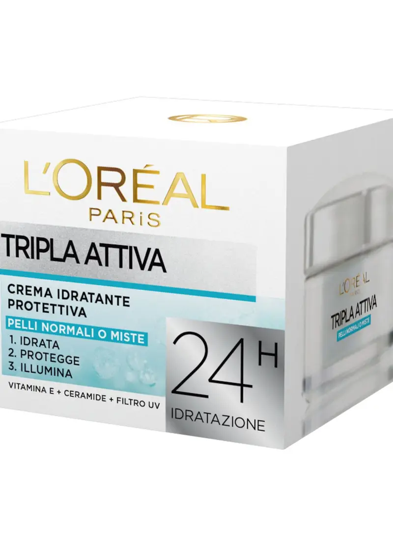 L'OREAL, L'oréal Paris Crema Idratante Viso Tripla Attiva, Idrata, Protegge E Illumina, Per Pelli Normali E Miste, 50 Ml., Donna, Bianco, Taglia: FASUL miniatura 2