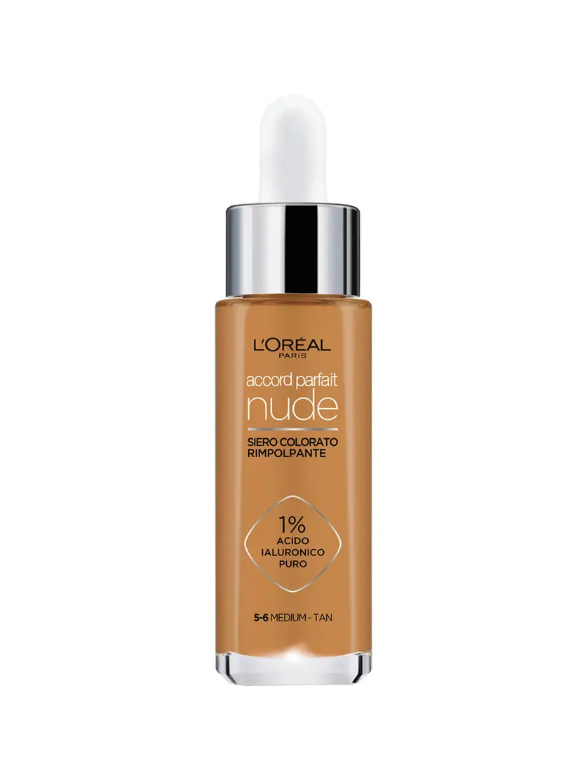 L'OREAL, L’oréal Paris Siero Colorato Accord Parfait Nude, Per Pelle Rimpolpata E Levigata, Finish Naturale, 5-6 Medium-tan., Donna, Bianco, Taglia: FASUL