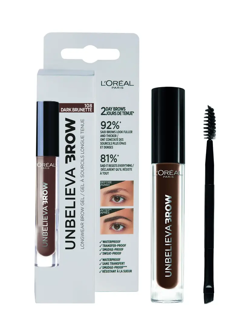 L'OREAL, L'oréal Paris Unbelievabrow, Gel Per Sopracciglia A Lunga Tenuta Waterproof, Colore: Dark Brunette (108), 3,4 Ml., Donna, Bianco, Taglia: FASUL