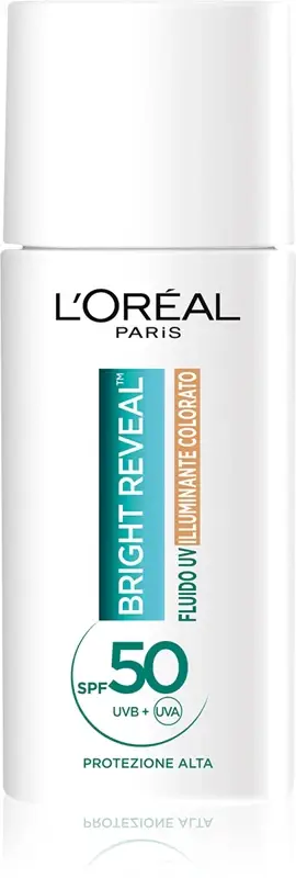 L’Oréal Paris Bright Reveal Illuminante Colorato Protezione solare dal finish colorato e texture leggera. SPF 50 colore medio 50 ml