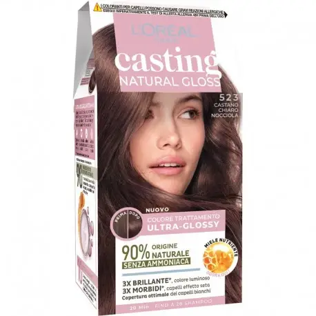 L Oreal Paris Casting Natural Gloss Colore Trattamento Ultra Glossy Senza Ammoniaca 523 Castano Chiaro Nocciola