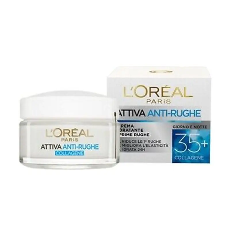 L'Oreal Paris Crema Viso Anti-rughe Attiva 35+, Crema Idratante Prime Rughe