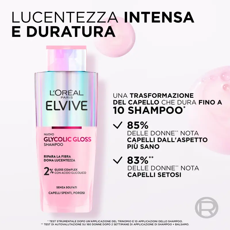 Elvive Glycolic Gloss Shampoo con Acido Glicolico - Shampoo riparatore, Capelli danneggiati miniatura 5