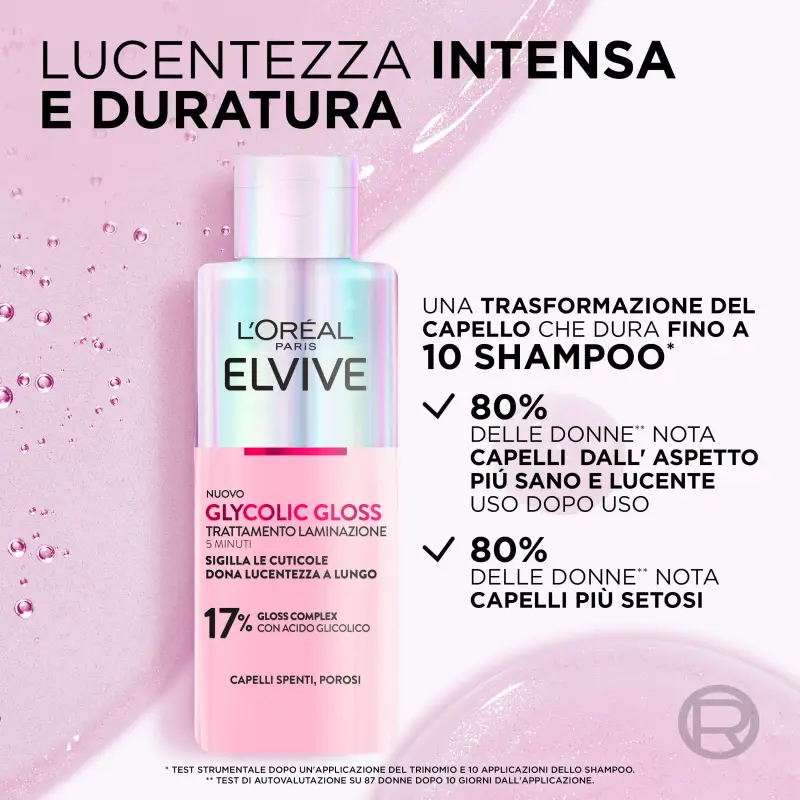 Elvive Glycolic Gloss Trattamento Laminazione 5 Minuti con Acido Glicolico - Maschera illuminante capelli, Gloss capelli miniatura 5