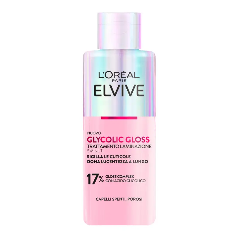 Elvive Glycolic Gloss Trattamento Laminazione 5 Minuti con Acido Glicolico - Maschera illuminante capelli,Gloss capelli