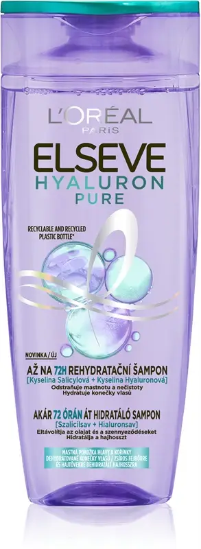 L’Oréal Paris Elvive Hyaluron Pure shampoo idratante per cuoi capelluti grassi e punte secche 250 ml