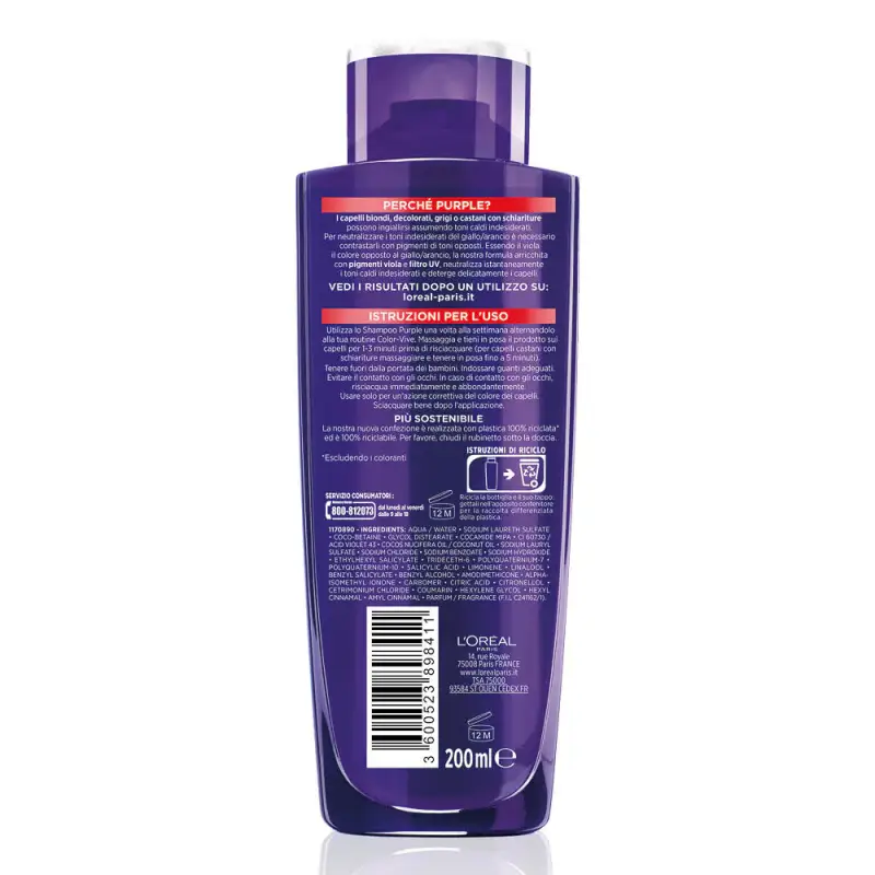 Elvive Shampoo antigiallo Color Vive Purple - Shampoo capelli colorati, Capelli colorati miniatura 2