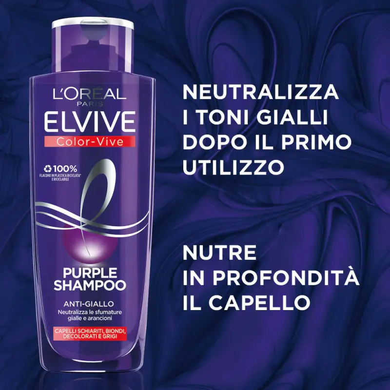 Elvive Shampoo antigiallo Color Vive Purple - Shampoo capelli colorati, Capelli colorati miniatura 3