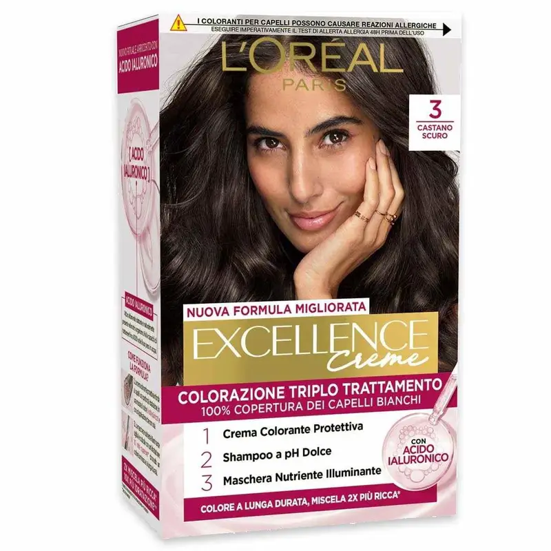L'oreal colorazione triplo trattamento excellence n 3 castano scuro