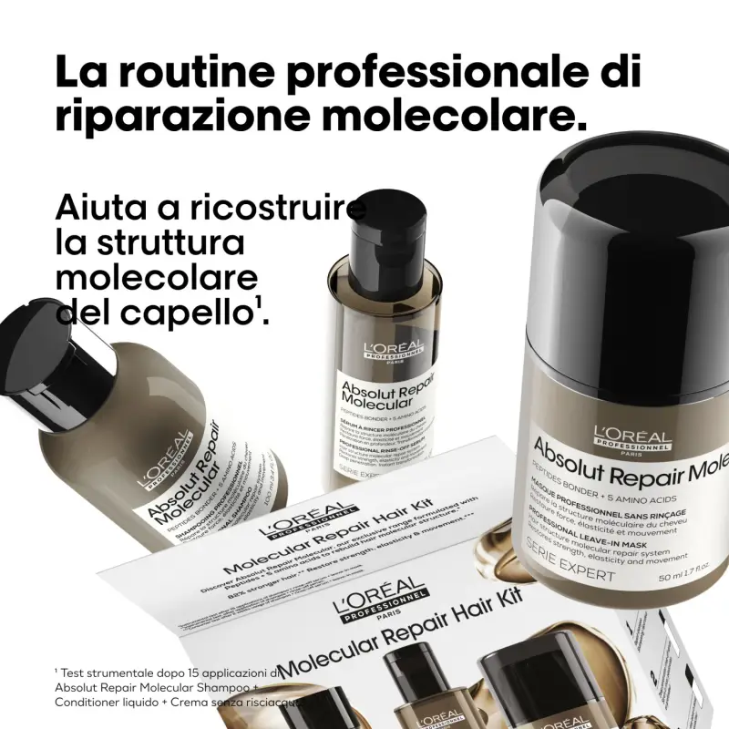 SERIE EXPERT New Absolut Repair Molecular Mini Trio Kit Shampoo + Conditioner Liquido + Leave-in - Cofanetto per capelli miniatura 2