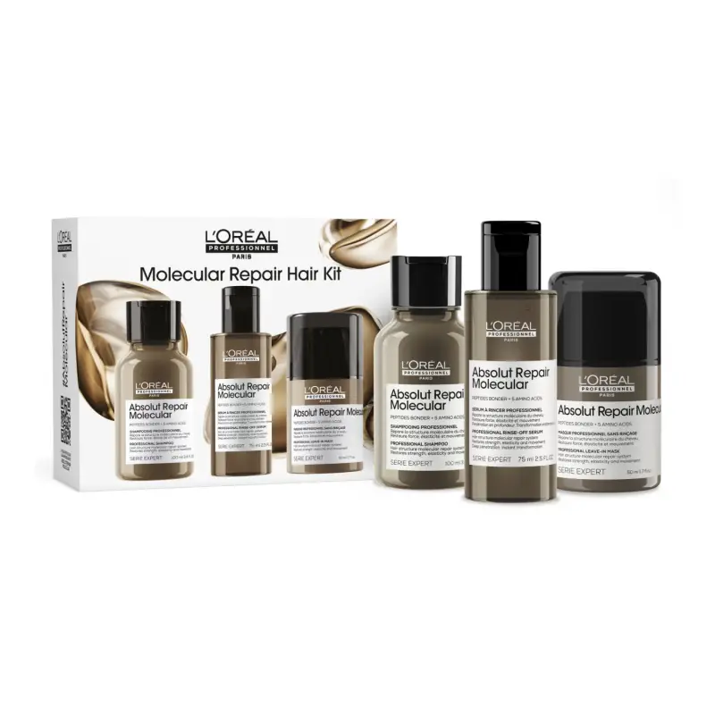 SERIE EXPERT New Absolut Repair Molecular Mini Trio Kit Shampoo + Conditioner Liquido + Leave-in - Cofanetto per capelli