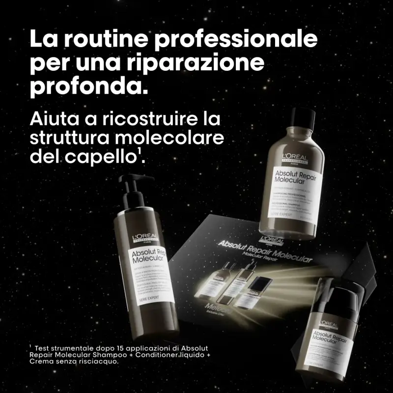 SERIE EXPERT New Cofanetto Natale Absolut Repair Molecular Shampoo, Conditioner e Crema leave-in - Shampoo riparatore, Prodotti miniatura 3
