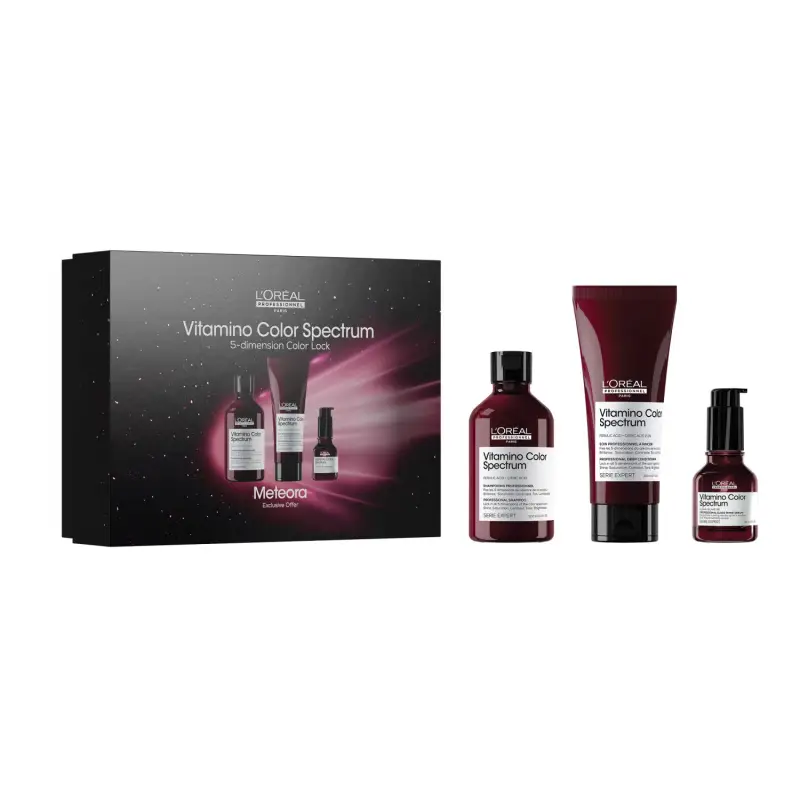SERIE EXPERT New Cofanetto Natale Vitamino Color Spectrum Shampoo + Conditioner + Glass Shine Serum - Shampoo capelli colorati