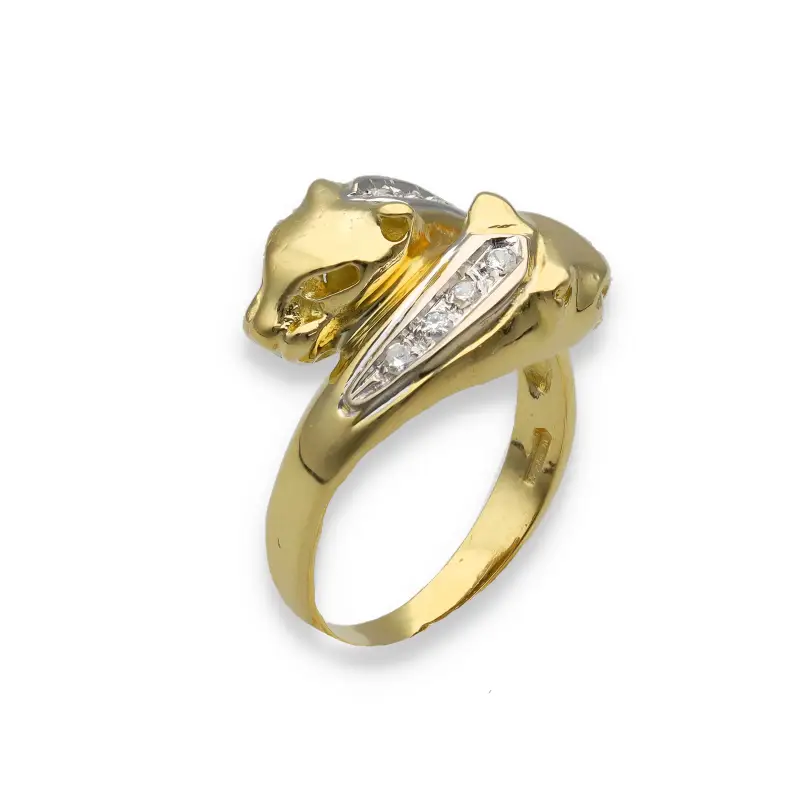 Anello 2 pantere oro giallo 18kt